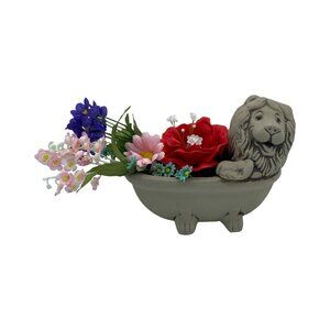 Vintage MCM (?) Happy Lion in Bathtub Art Pottery Planter Vase or Trinket Dish
